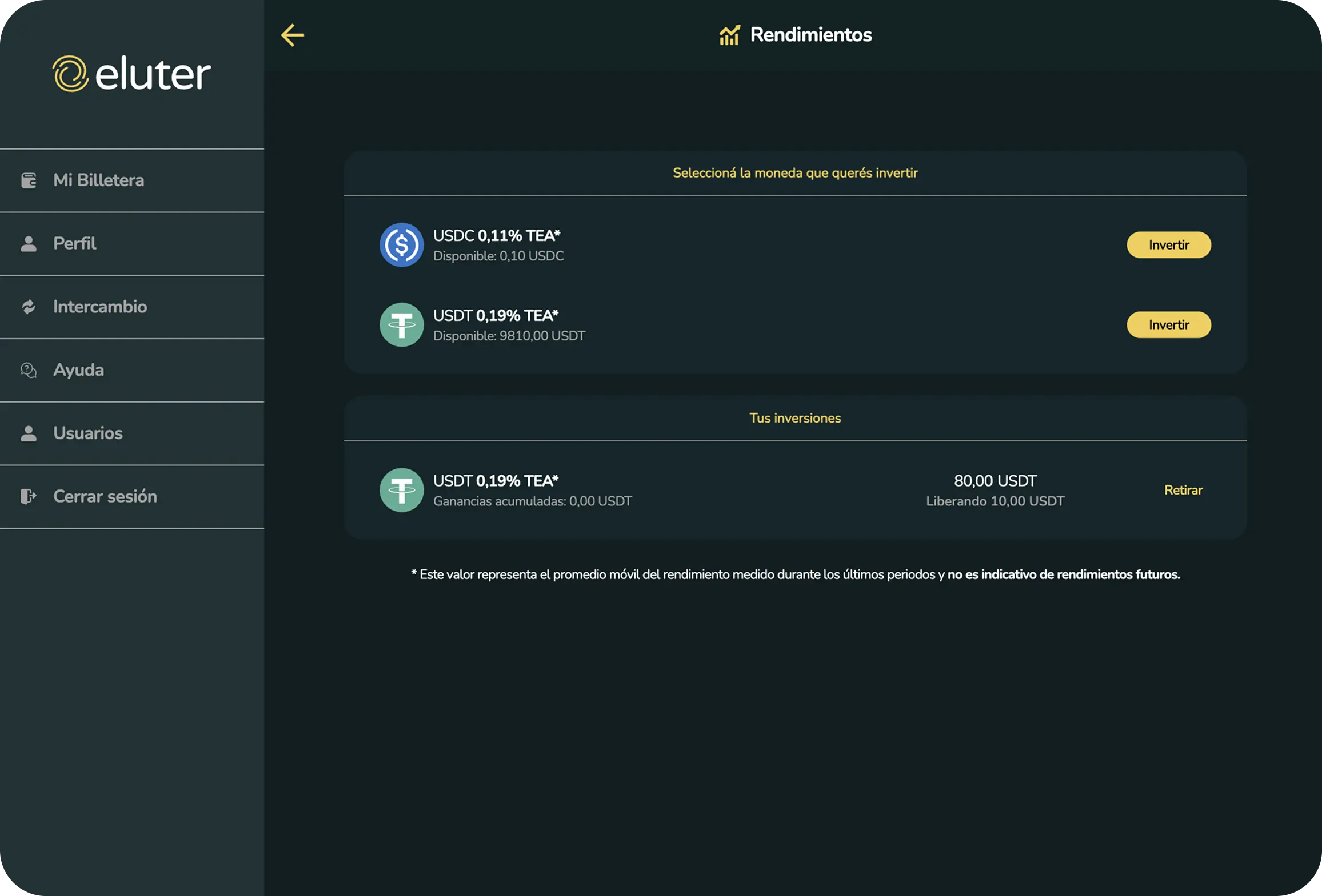 Rendimientos en crypto